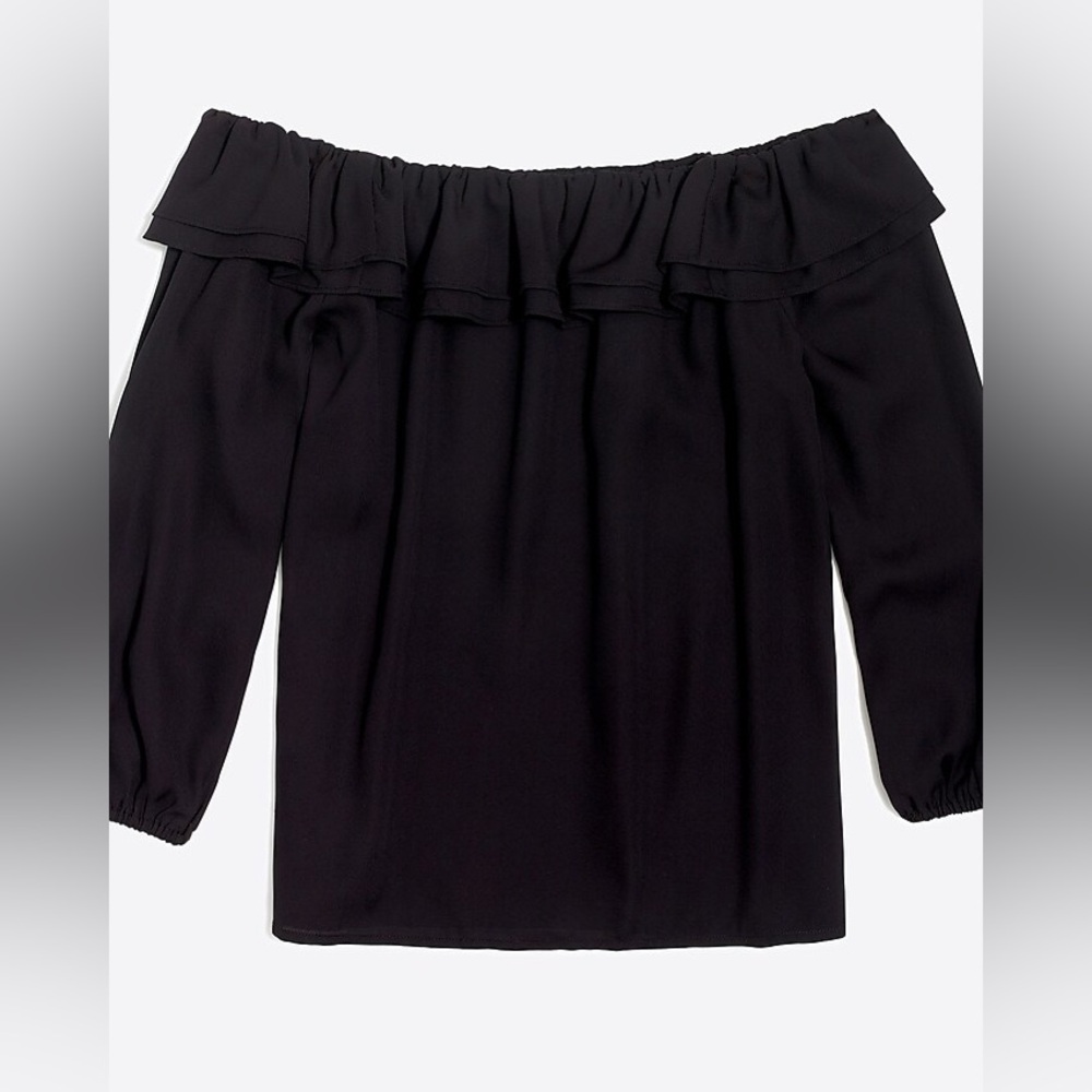 NWT JCrew ruffle off shoulder convertible top in black